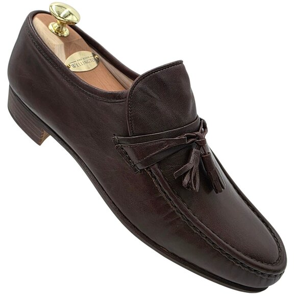 NEW Vintage Bally Ziggi Brown Leather Tassel Loafers Mens 9M Italian Dress Shoes main image 4